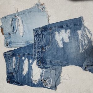 American Eagle Outfitters Distressed Blue Jean Shorts